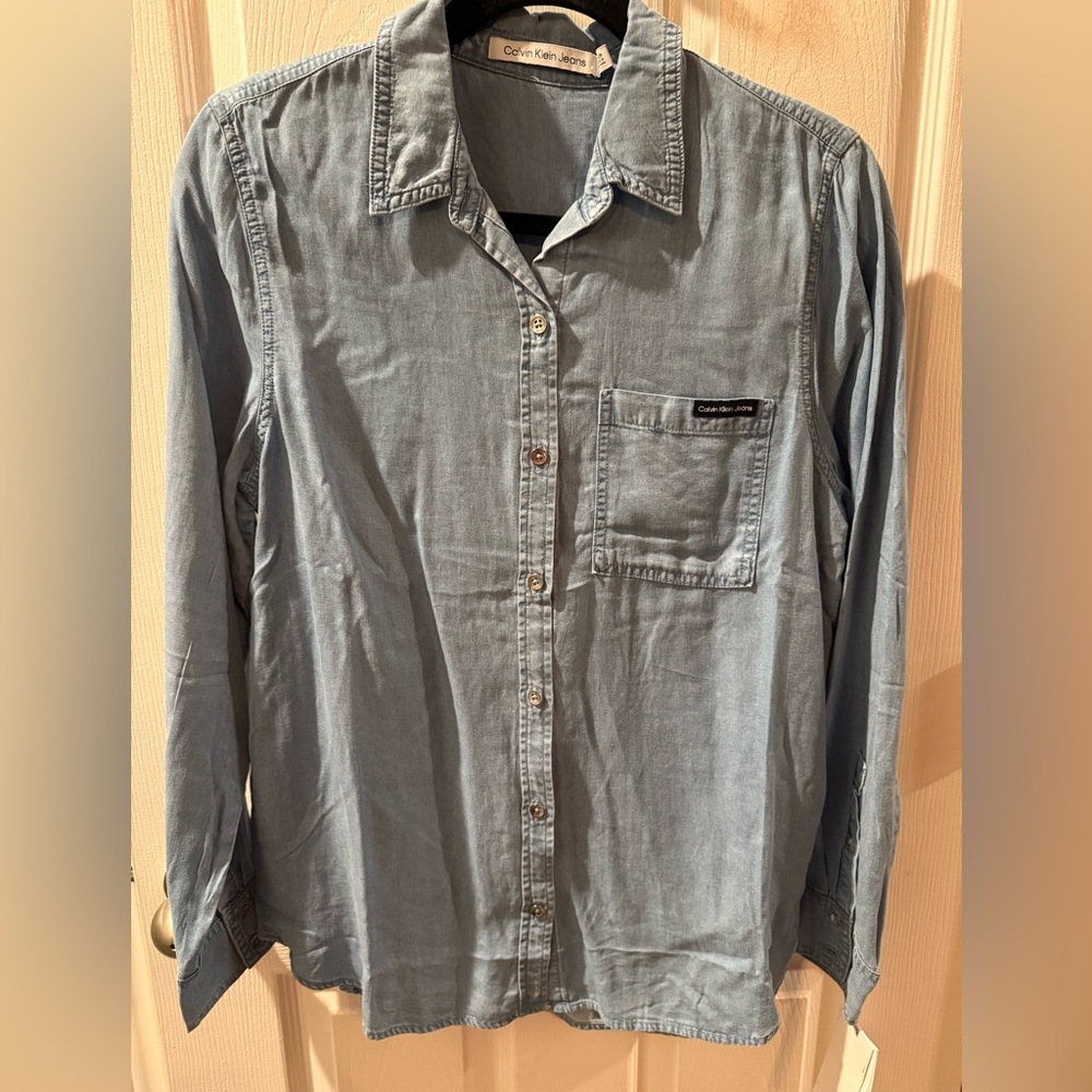 Calvin Klein Jeans Denim Blue Button-Down Shirt